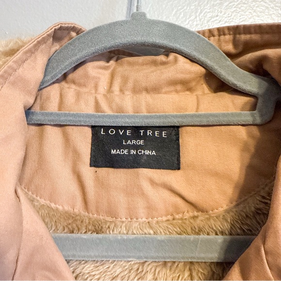 Love Tree Sherpa Lined Utility Vest Hooded Cargo Vest Tan Large - Picture 3 of 6